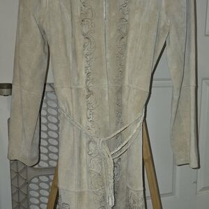 Nancy Bolen Beige Long Suede Fancy Jacket